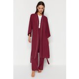 Trendyol Damson 2-Piece Viscose Tie Dressing Gown-Pajama Bottom Woven Pajamas Set Cene'.'