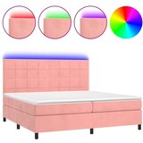 The Living Store Box spring postelja z vzmetnico LED roza 200x200 cm žamet - Box Spring Postelja, (21491766) | Shoptok.si