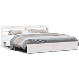 vidaXL Posteljni okvir z vzglavjem brez vzmetnice bel 200x200 cm | Shoptok.si