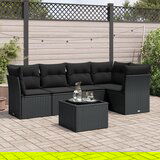 vidaXL 6-dijelni set vrtnih sofa s jastucima crni od poliratana | shoptok.hr
