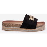 Boto Women's Slippers With Golden Detail On Platform With Glitter Black Eanes | ePonuda.com