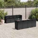  9-dijelni set vrtnih sofa s jastucima crni od poliratana | shoptok.hr