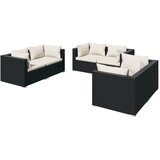 The Living Store Vrtna sedežna garnitura 6-delna z blazinami poli ratan črna - Vrtna Sedežna Garnitura, (21421907) | Shoptok.si