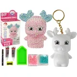 Diamond Creative Kit Pink Reindeer Crystals Sequins 3D Keyring