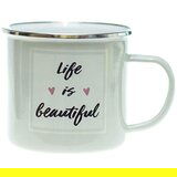 Simpo Skodelica Life Is Beautiful, emajlirana, srebrna | Shoptok.si