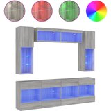 vidaXL Stenske TV omarice z LED lučkami 6 kosov siva sonoma, (21038284) | Shoptok.si