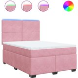vidaXL Box spring postelja z vzmetnico roza 160x200 cm žamet, (21304470) | Shoptok.si