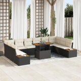 vidaXL 11-dijelni vrtni sofy set s jastučićima crni poli ratan | shoptok.hr