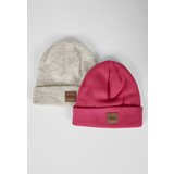 Urban Classics Logopatch Beanie Kids 2-Pack pink/heatherwhite | Shoptok.si