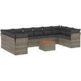 vidaXL 11-dijelni set vrtnih sofa od poliratana s jastucima sivi | shoptok.hr
