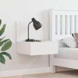 vidaXL Stenska nočna omarica s predalom 2 pcs Bela 42 x 32.5 x 40 cm Cene
