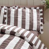 Catherine Lansfield Temno rjava posteljnina za zakonsko posteljo 200x200 cm Seersucker Frill Stripe – | Shoptok.si