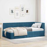 vidaXL Kutni okvir kreveta s uzglavljem Plava 90 x 190 cm Baršun | shoptok.hr
