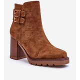 Boto Suede Heeled Boots Brown Makeline | Shoptok.si