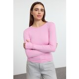 Trendyol Pink Viscose/Soft Fabric Finger-Touch Detailed Flexible Knitted Blouse cene