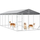 Vanjski kavez za pse s krovom srebrni 3 x 7,5 x 2,5 m čelični | shoptok.hr