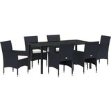 vidaXL set vrtnih stolica za blagovanje 7 kom crni poli ratan | shoptok.hr