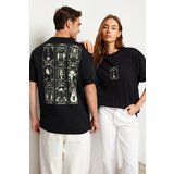 Trendyol Men's Black Oversize/Wide-Fit 100% Cotton Tarot Printed T-Shirt cene