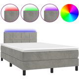 Maison Chic Box spring postelja - Vzmetna postelja z vzmetnico LED svetlo siva 120x200cm žamet SL15660, (21905037) | Shoptok.si