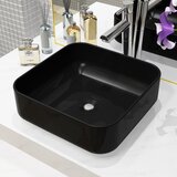 vidaXL Keramični umivalnik kvadratne oblike črne barve 38x38x13,5 cm Cene