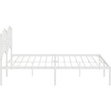Metalni Kovinski posteljni okvir z vzglavjem bel 193x203 cm | Shoptok.si