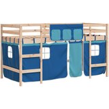  The living store otroški pograd z zavesami moder 90x200 cm trdna borovina - otroški pograd, (21488364) | Shoptok.si