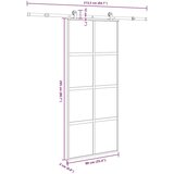  Drsna vrata z opremo 90x205 cm kaljeno steklo in aluminij | Shoptok.si