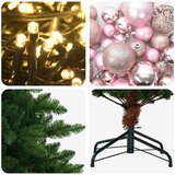  Umjetno božićno drvce s kuglicama 120 cm 150 LED lampica - 120 cm s LED-ima i ružičastim lopticama | shoptok.hr