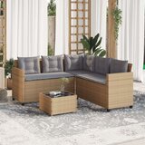  Vrtna sofa L-oblika sa stolom i jastucima bež od poliratana | shoptok.hr