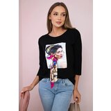 Kesi Blouse with graphics and a colorful bow 3D black | shoptok.hr
