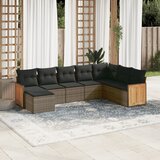  8-dijelni set vrtnih sofa od poliratana s jastucima sivi | shoptok.hr