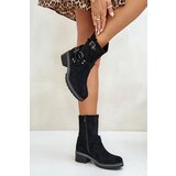 Boto Women's Low Heel Boots With Buckles Black Zudra | shoptok.hr