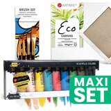 Artmie Začetni komplet za slikarje - komplet akrila, čopičev in platna Cene