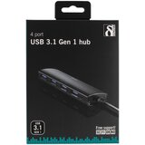Deltaco USB 3.1 Gen 1 hub, 4xUSB-A ženski, aluminij, črna | Shoptok.si