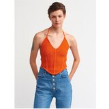 Dilvin 10142 Lace-up Neck Knitwear Singlet-orange Cene