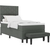 vidaXL Postelja s škatlo z ležiščem in klopjo temno siva 100x200 cm tkanina | Shoptok.si