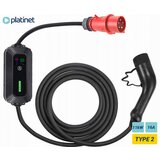 Platinet PPC32AT prenosni EV električni polnilec, 11kW, 5m, za električna / hibridna vozila, TYPE 2, SCHUKO adapter, LED zaslon, torba | Shoptok.si
