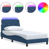  Posteljni okvir z LED brez vzmetnice Modra 80x200 cm Tkanina, (22011668) | Shoptok.si