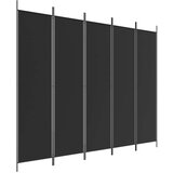 Sobna pregrada s 5 panela crna 250x200 cm od tkanine | shoptok.hr