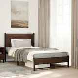 Maison Chic Kovinski Posteljni okvir - Dvoposteljna postelja - Zakonska postelja brez vzmetnice rjavi hrast 100x190 cm, (21695218) | Shoptok.si