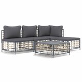 The Living Store Vrtna sedežna garnitura 5-delna z blazinami antracit poli ratan - Vrtna Sedežna Garnitura, (21461475) | Shoptok.si