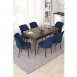 Hanah home nef - baroque, navy blue baroquenavy blue extendable dining table & chairs set (7 pieces) | ePonuda.com
