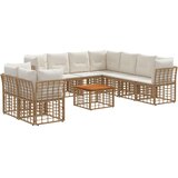  Set vanjskih sofa 10 pcs Prirodna i krema bijela Poliester - Prirodna sa stolom | shoptok.hr