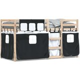 Krevet na kat sa zavjesama bijelo-crni 90 x 200 cm od borovine | shoptok.hr