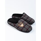 SHELOVET Men's grey plaid slippers cene