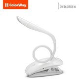 COLORWAY LED Stolna Lampa Fleksibilna s Klipom i Ugrađenom Baterijom Bijela | shoptok.hr