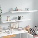 Maison Chic 2 kosi Lebdeče Stenske Police - Viseče police sijaj bele 120x23,5x3,8 cm MDF, (21793811) | Shoptok.si