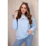 Kesi Cotton blouse with pleats on the shoulders blue Cene