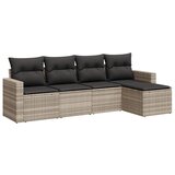 Maison Chic Seti vrtnega pohištva - Vrtna garnitura - Vrtni pohištvo set 5-delna z blazinami siv poli ratan, (21820948) | Shoptok.si