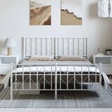 Metalni okvir kreveta uzglavlje i podnožje bijeli 193 x 203 cm | shoptok.hr